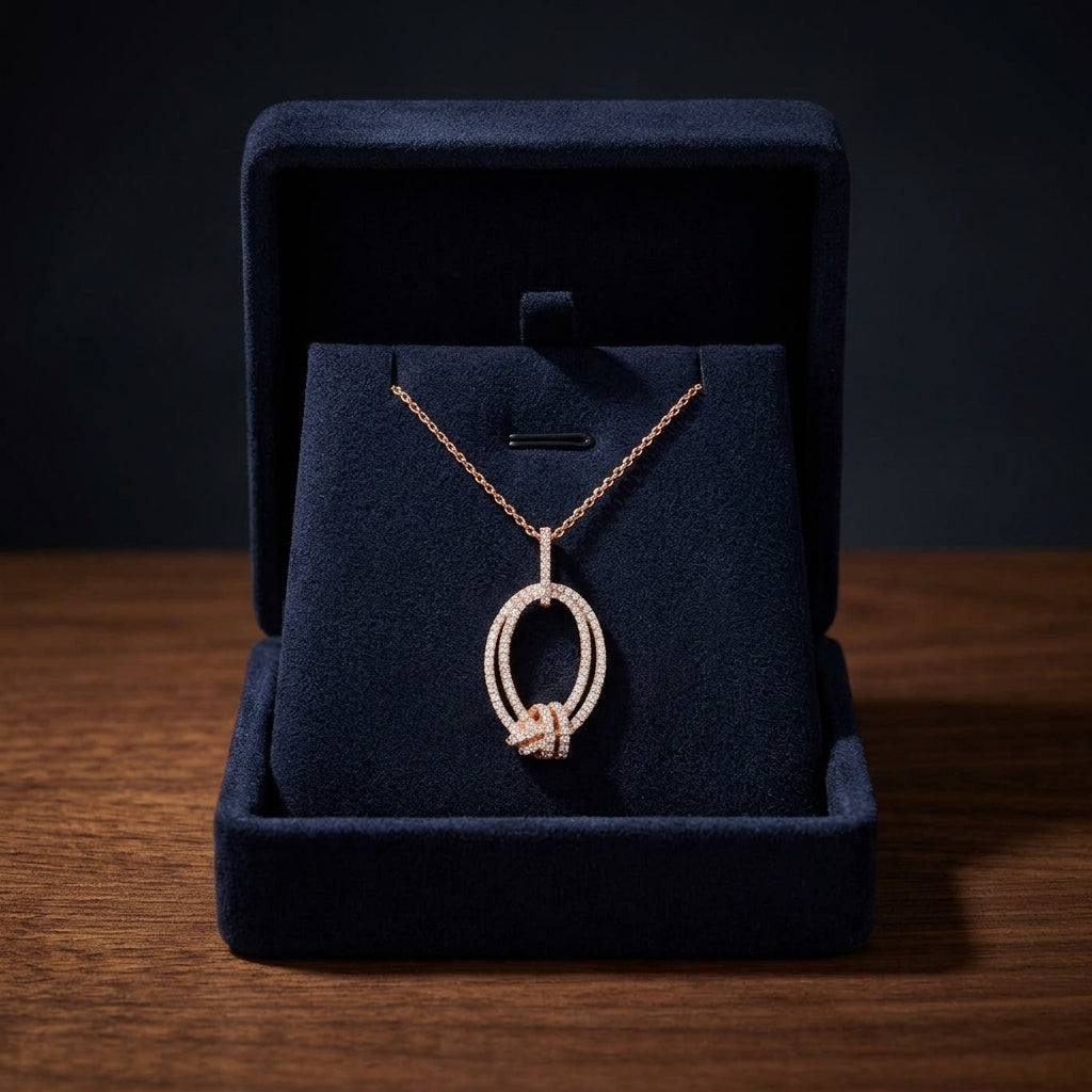 Pave Diamond Knot Pendant In 14k Rose Gold — gift presentation