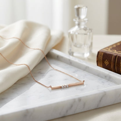 Bar Diamond Necklace In 14k Rose Gold — atelier still life