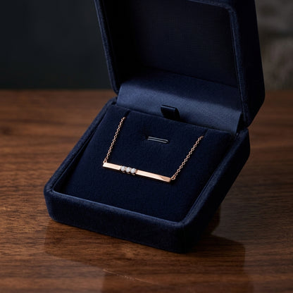 Bar Diamond Necklace In 14k Rose Gold — gift presentation