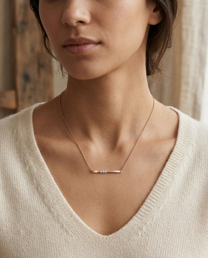 Bar Diamond Necklace In 14k Rose Gold — editorial close-up