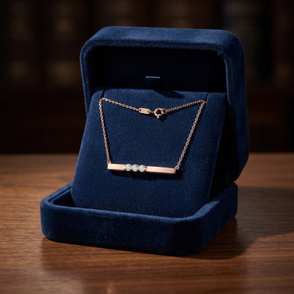 Bar Diamond Necklace In 14k Rose Gold — gift presentation