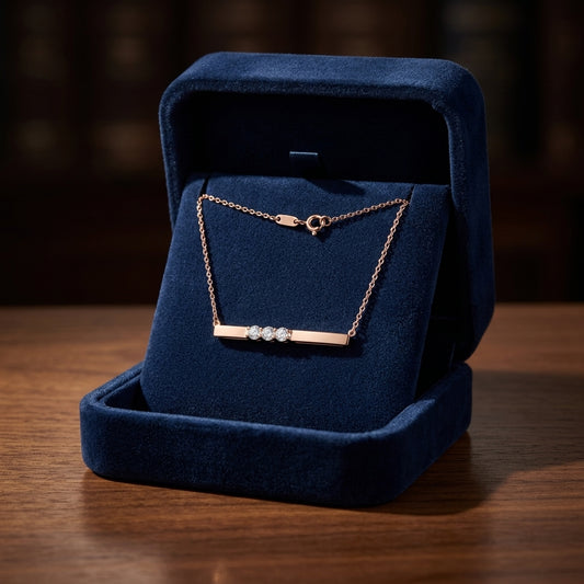 Bar Diamond Necklace In 14k Rose Gold — gift presentation