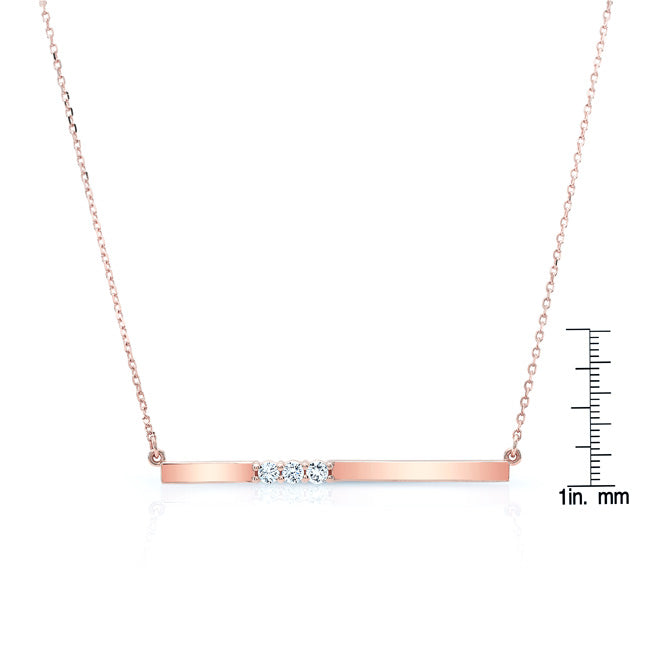 Bar Diamond Necklace In 14k Rose Gold