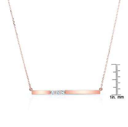Bar Diamond Necklace In 14k Rose Gold