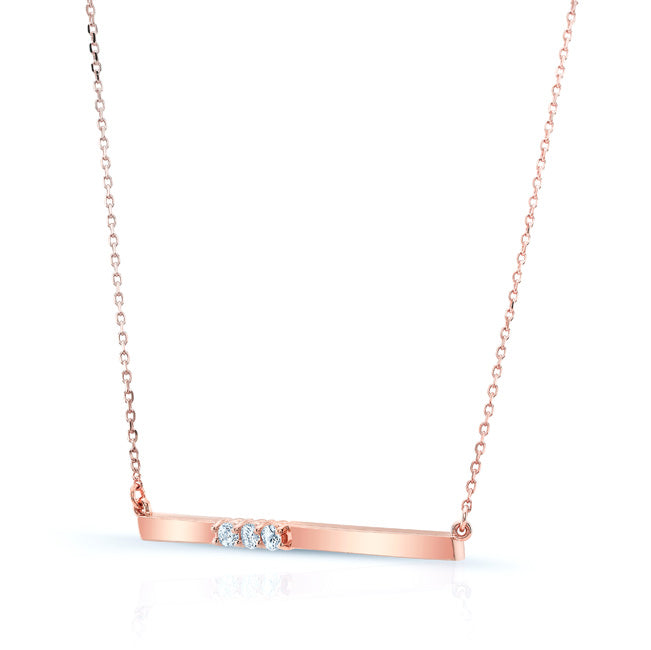 Bar Diamond Necklace In 14k Rose Gold
