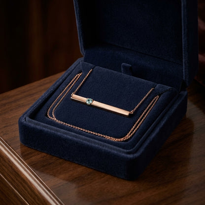 Diamond Bar Necklace In 14k Rose Gold — gift presentation