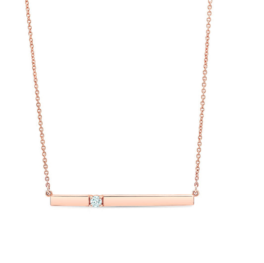 Diamond Bar Necklace In 14k Rose Gold