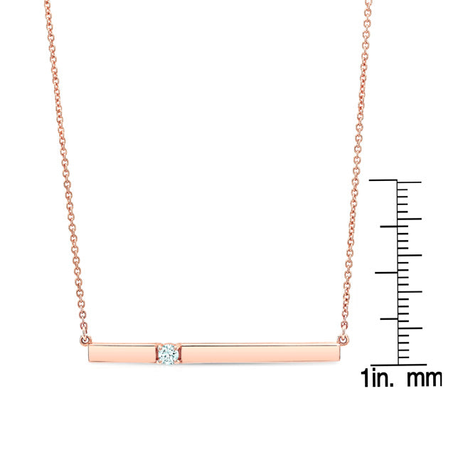 Diamond Bar Necklace In 14k Rose Gold