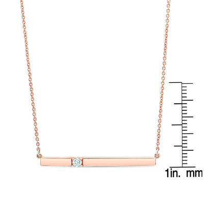 Diamond Bar Necklace In 14k Rose Gold