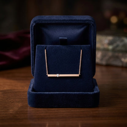 Diamond Bar Necklace In 14k Rose Gold — gift presentation