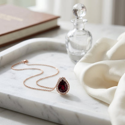 14k Rose Gold Rhodolite Garnet And Diamond Pendant — atelier still life