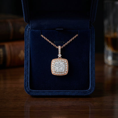 Diamond Pave Cluster Cushion Shaped Pendant In 14k Two Tone Gold (3/4 Ct.tw.) — gift presentation
