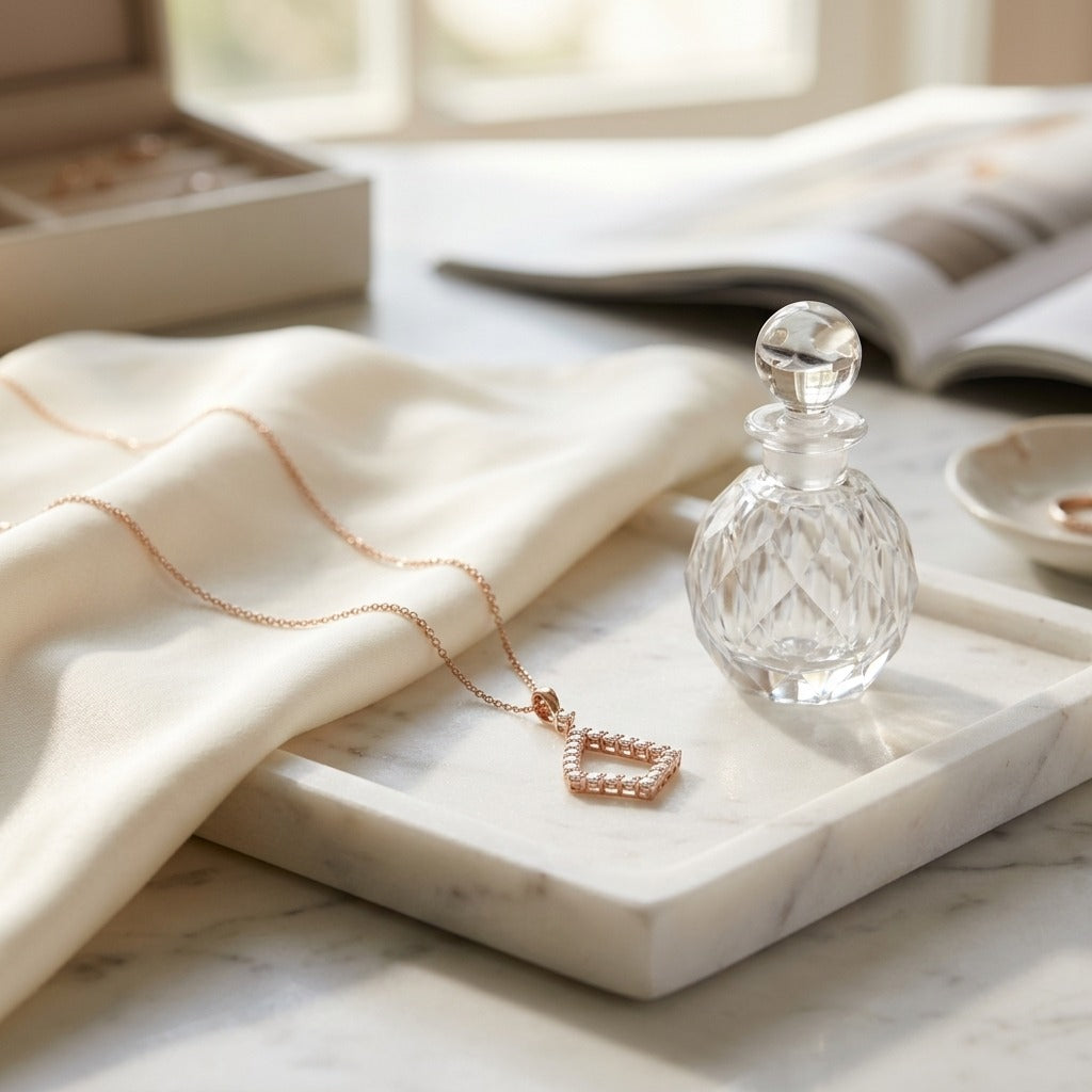 Diamond Elongated Diamond Shape Dangling Pendant in 14k Rose Gold (3/8 Ct. Tw.) — marble silk
