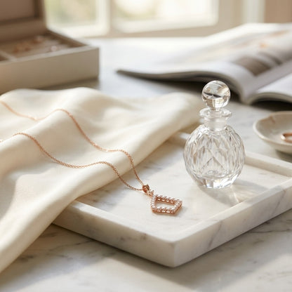 Diamond Elongated Diamond Shape Dangling Pendant in 14k Rose Gold (3/8 Ct. Tw.) — marble silk