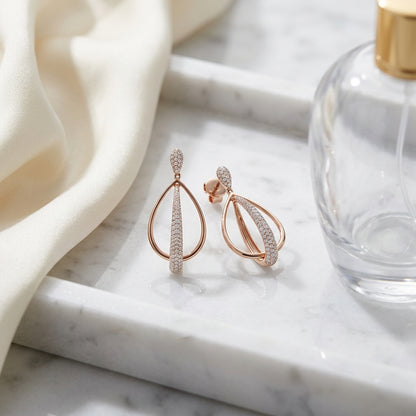 Modern Diamond Drop Earrings In 14k Rose Gold — atelier still life