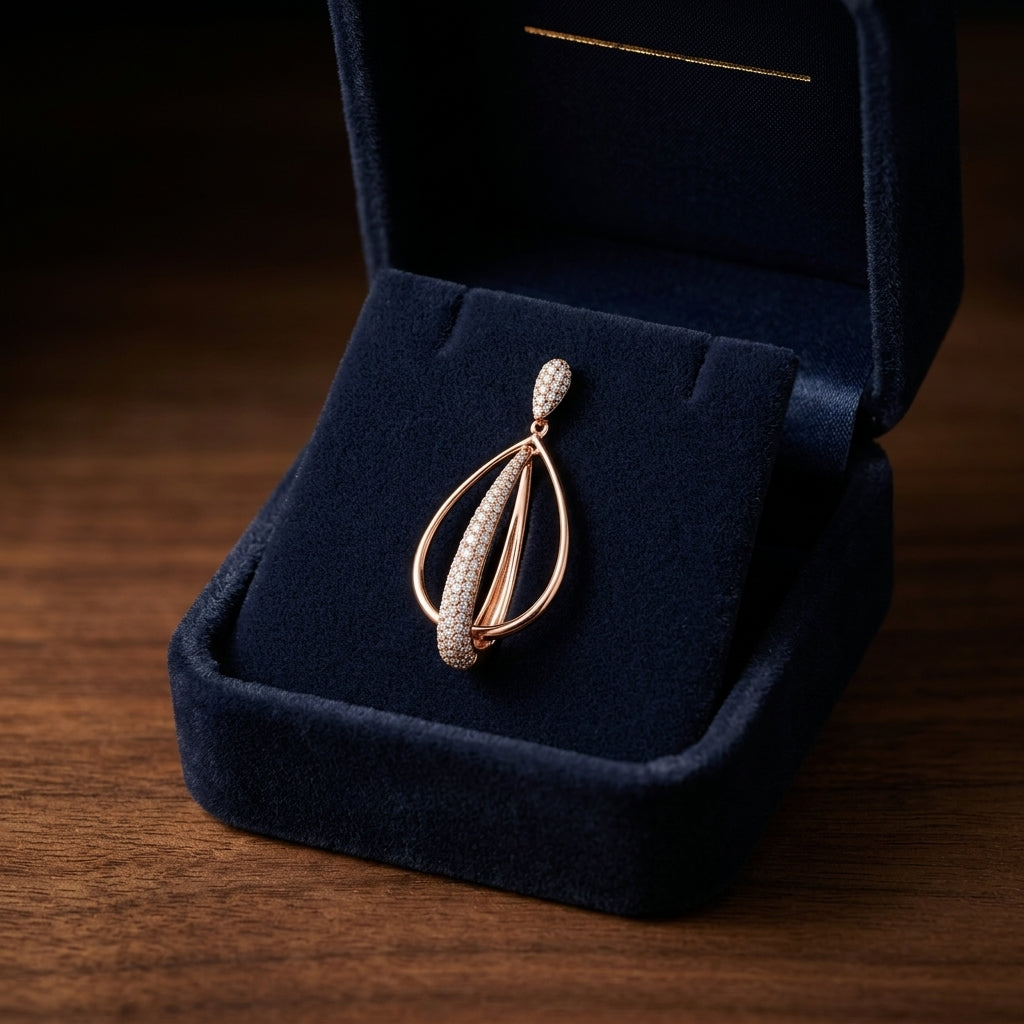 Modern Diamond Drop Earrings In 14k Rose Gold — gift presentation