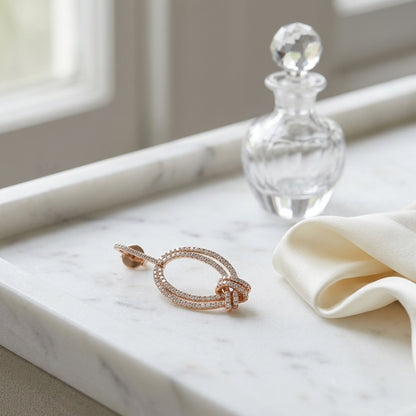 Pave Diamond Knot Earrings In 14k Rose Gold — atelier still life