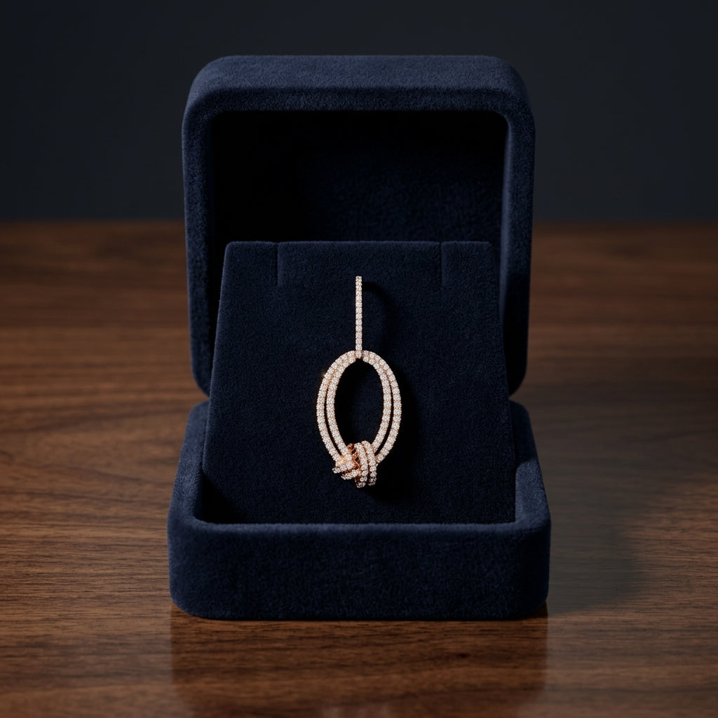 Pave Diamond Knot Earrings In 14k Rose Gold — gift presentation