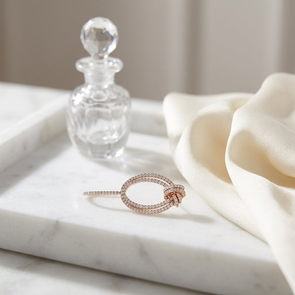 Pave Diamond Knot Earrings In 14k Rose Gold — atelier still life