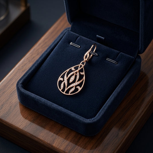 Diamond Teardrop Leaf Dangling Earrings In 14k Rose Gold — gift presentation
