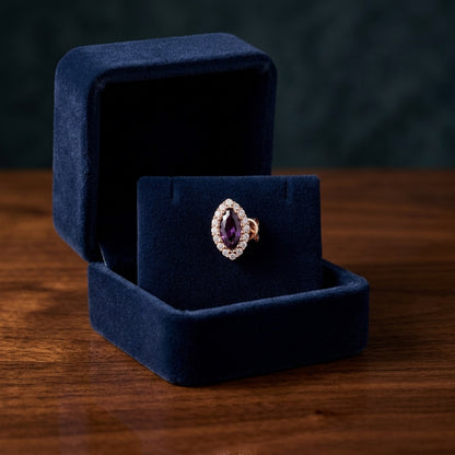 Rhodolite Garnet Marquise And Diamond Stud Earrings In 14k Rose Gold (1/5 Ct.tw.) — gift presentation