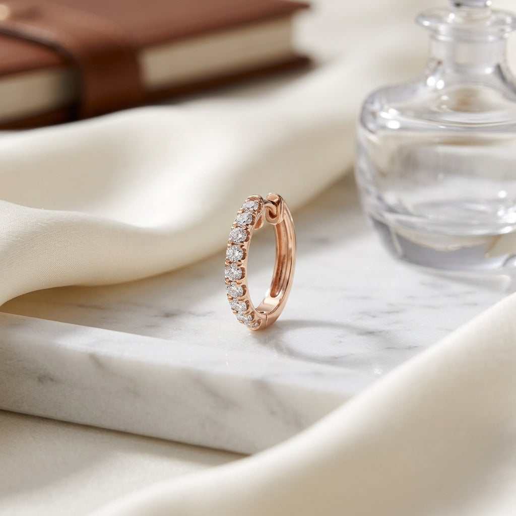 Diamond Pave Hoops In 14k Rose Gold (1/2 Ct.tw.) — atelier still life