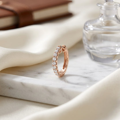 Diamond Pave Hoops In 14k Rose Gold (1/2 Ct.tw.) — atelier still life