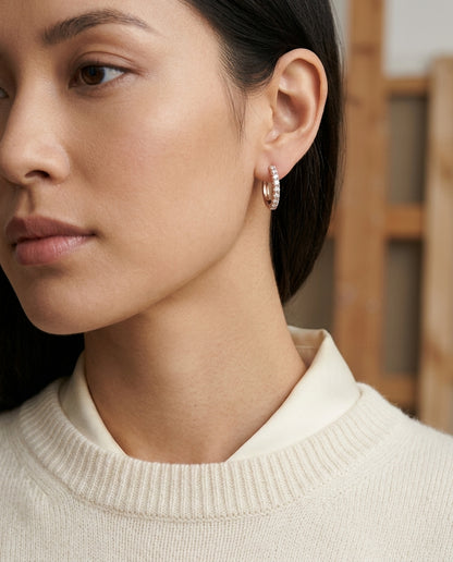 Diamond Pave Hoops In 14k Rose Gold (1/2 Ct.tw.) — editorial close-up