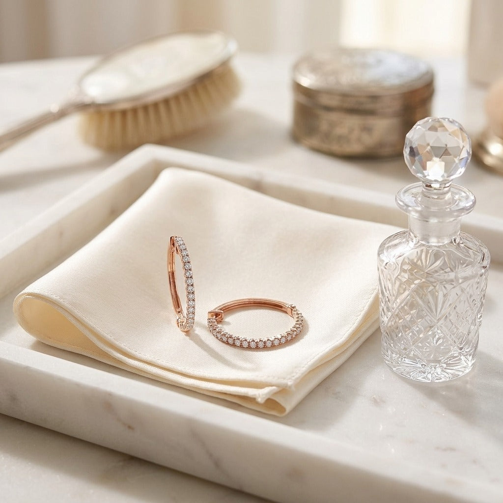 Diamond Micro Pave Hoops in 14k Rose Gold — marble silk