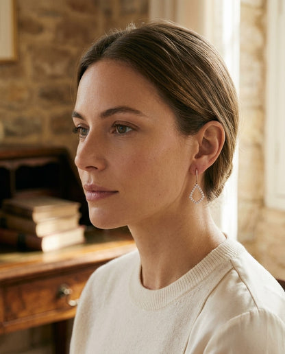Diamond Kite Shape Drop Earrings in 14k Rose Gold — portrait close