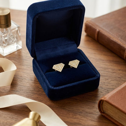 Micro Pave Diamond Triangle Earrings in 14k Rose Gold (1/3 Ct.tw.) — velvet box
