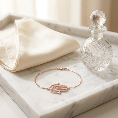 Hamsa Diamond Pave Bracelet in 14k Rose Gold (2/3 Ct.tw.) — marble silk