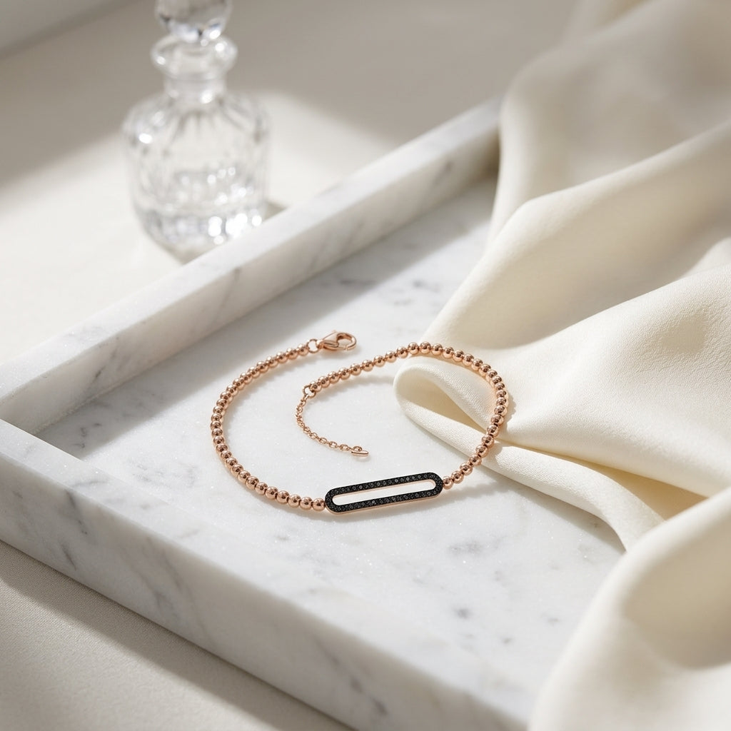 Black Diamond Pave Open Bracelet In 14k Rose Gold (1/4 Ct.tw.) — atelier still life