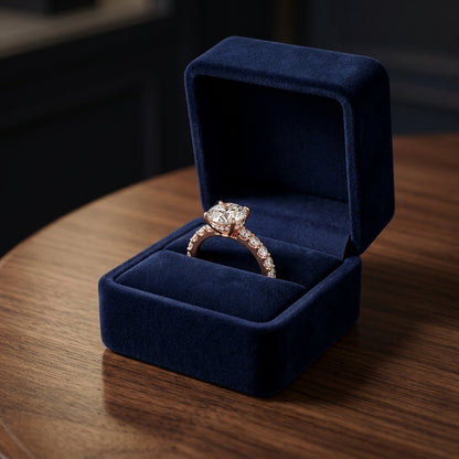 1 1/3ctw Round Diamond Shared Prong Engagement Ring In 14k Rose Gold, Igi-certified — gift presentation
