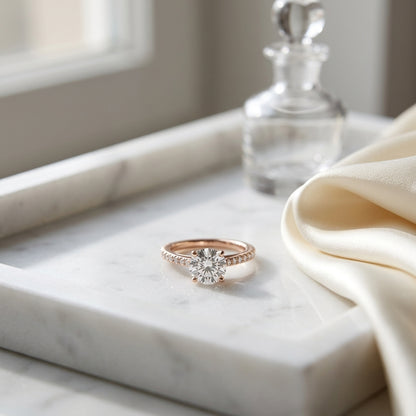1 1/4ctw Round Diamond Classic 4 Prong Engagement Ring In 14k Rose Gold, Igi-certified — atelier still life