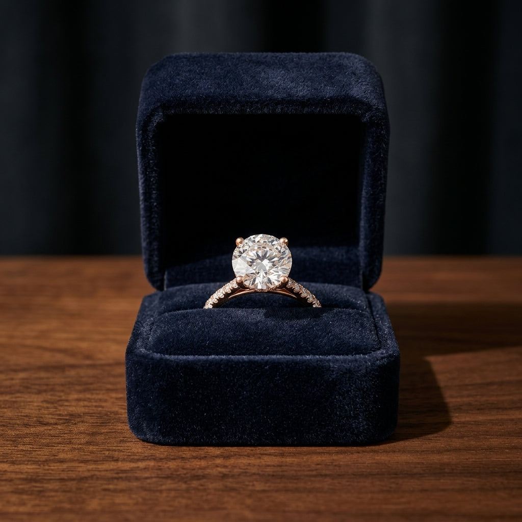 1 1/4ctw Round Diamond Classic 4 Prong Engagement Ring In 14k Rose Gold, Igi-certified — gift presentation