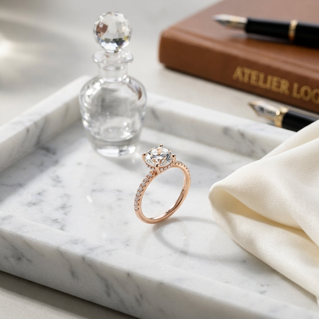 1 1/6ctw Round Diamond Classic Petite Split Prong Igi-certified Engagement Ring In 14k Rose Gold — atelier still life