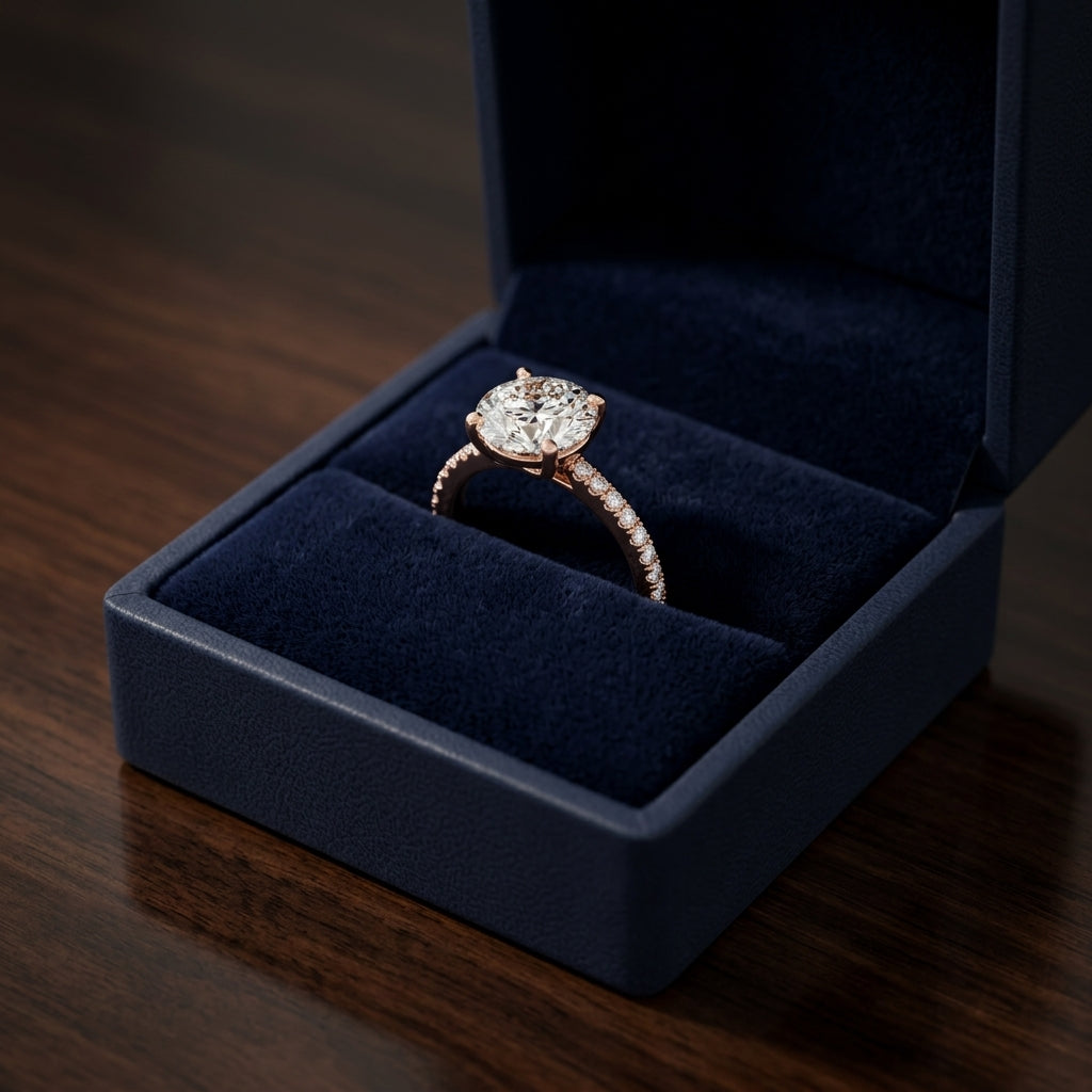 1 1/6ctw Round Diamond Classic Petite Split Prong Igi-certified Engagement Ring In 14k Rose Gold — gift presentation