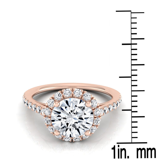 1 3/8ctw Round Diamond Halo Engagement Ring With Petite Pave Shank In 14k Rose Gold, Igi-certified