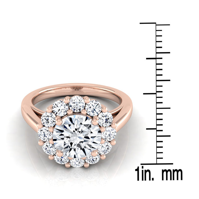 1 4/5ctw Round Diamond Prong-set Halo Engagement Ring In 14k Rose Gold, Igi-certified
