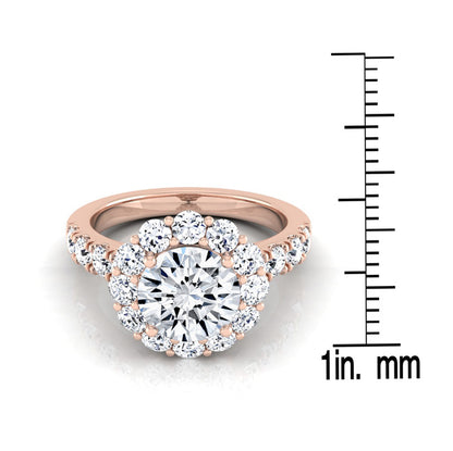2 1/16ctw Round Diamond Halo Engagement Ring With Pave Shank In 14k Rose Gold, Igi-certified