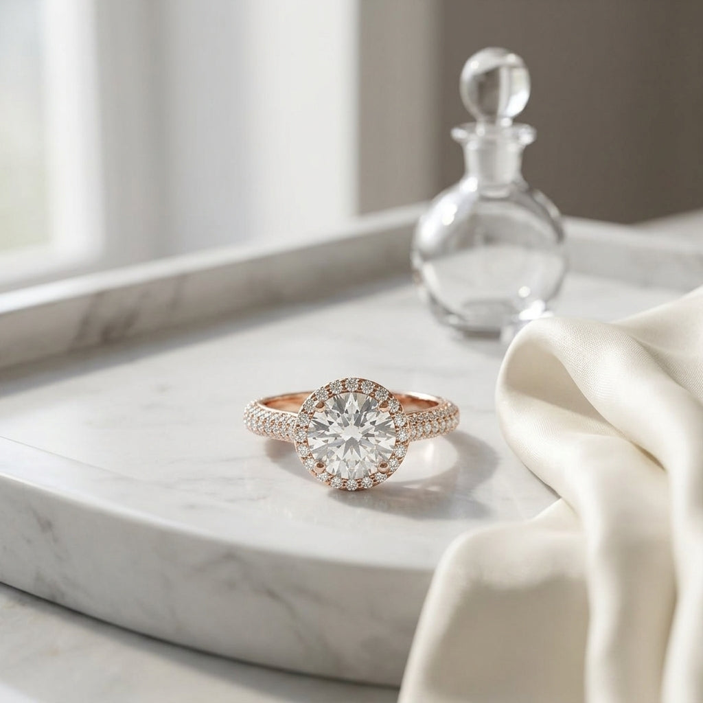 1 4/5ctw Round Diamond Pave Engagement Ring With Triple Row Shank In 14k Rose Gold -, Igi-certified — atelier still life
