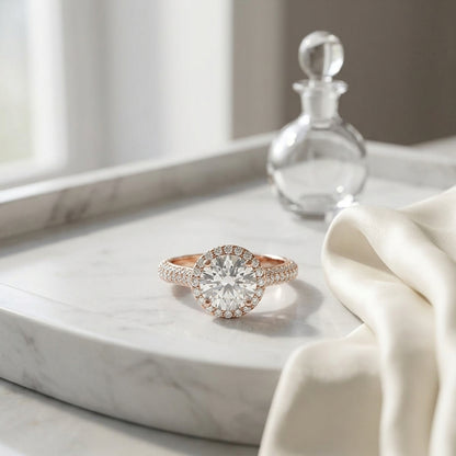 1 4/5ctw Round Diamond Pave Engagement Ring With Triple Row Shank In 14k Rose Gold -, Igi-certified — atelier still life