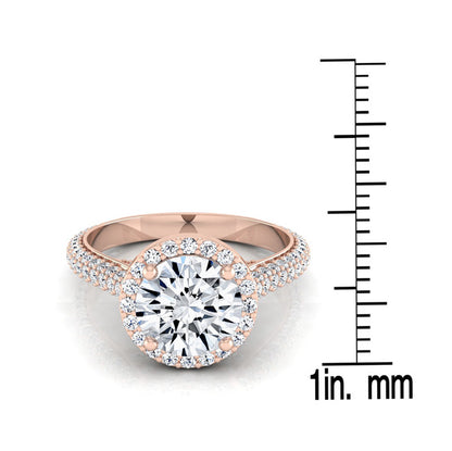 1 4/5ctw Round Diamond Pave Engagement Ring With Triple Row Shank In 14k Rose Gold -, Igi-certified