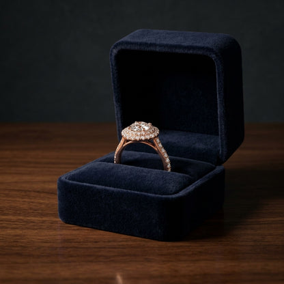 1 3/4ctw Round Diamond Double Entourage Engagement Ring In 14k Rose Gold, Igi-certified — gift presentation
