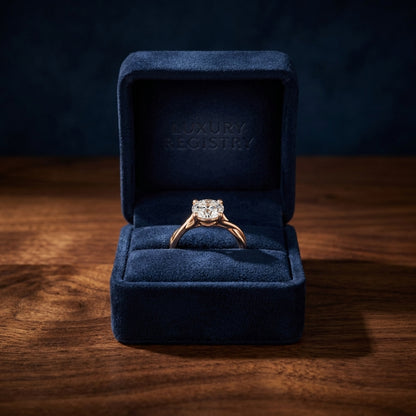 1ct Round Diamond Solitaire Engagement Ring With Trellis Basket In 14k Rose Gold, Igi-certified — gift presentation