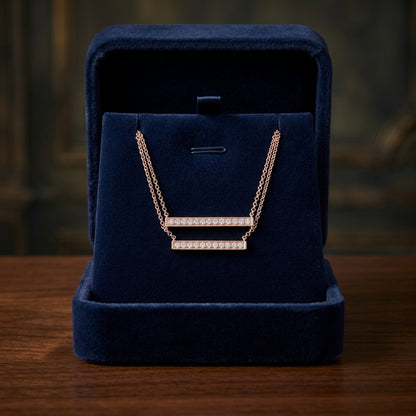 Diamond Double Bar Necklace In 14k Rose Gold — gift presentation
