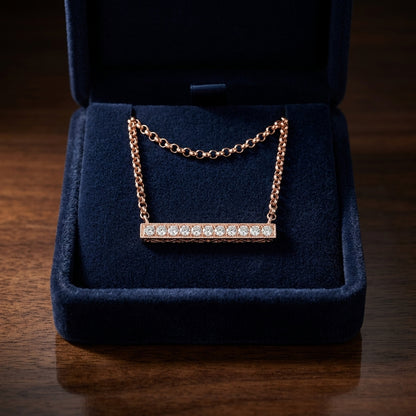 Diamond Bar Necklace In 14k Rose Gold — gift presentation