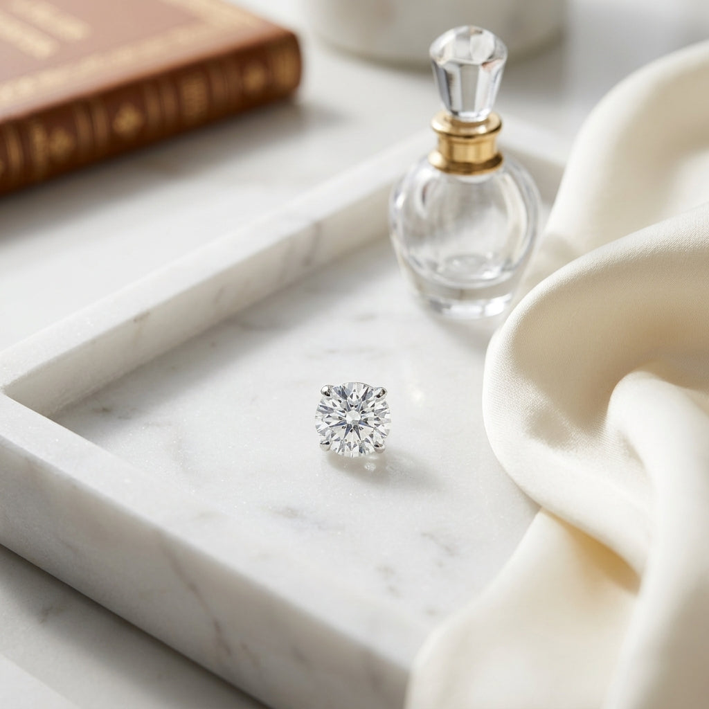 14k Rose Gold 4-prong Round Brilliant Diamond Stud Earrings (1 Ct. T.w., Si1-si2 Clarity, H-i Color) — atelier still life