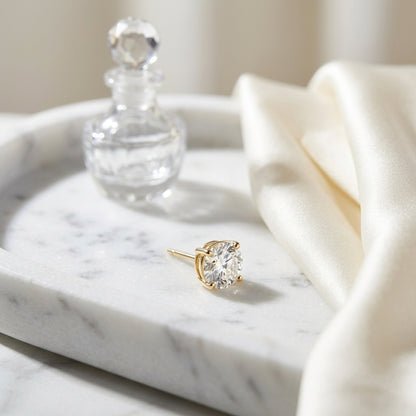 14k Rose Gold Bezel Set Round Brilliant Diamond Stud Earrings (0.75 Ct. T.w., Vs1-vs2 Clarity, F-g Color) — atelier still life